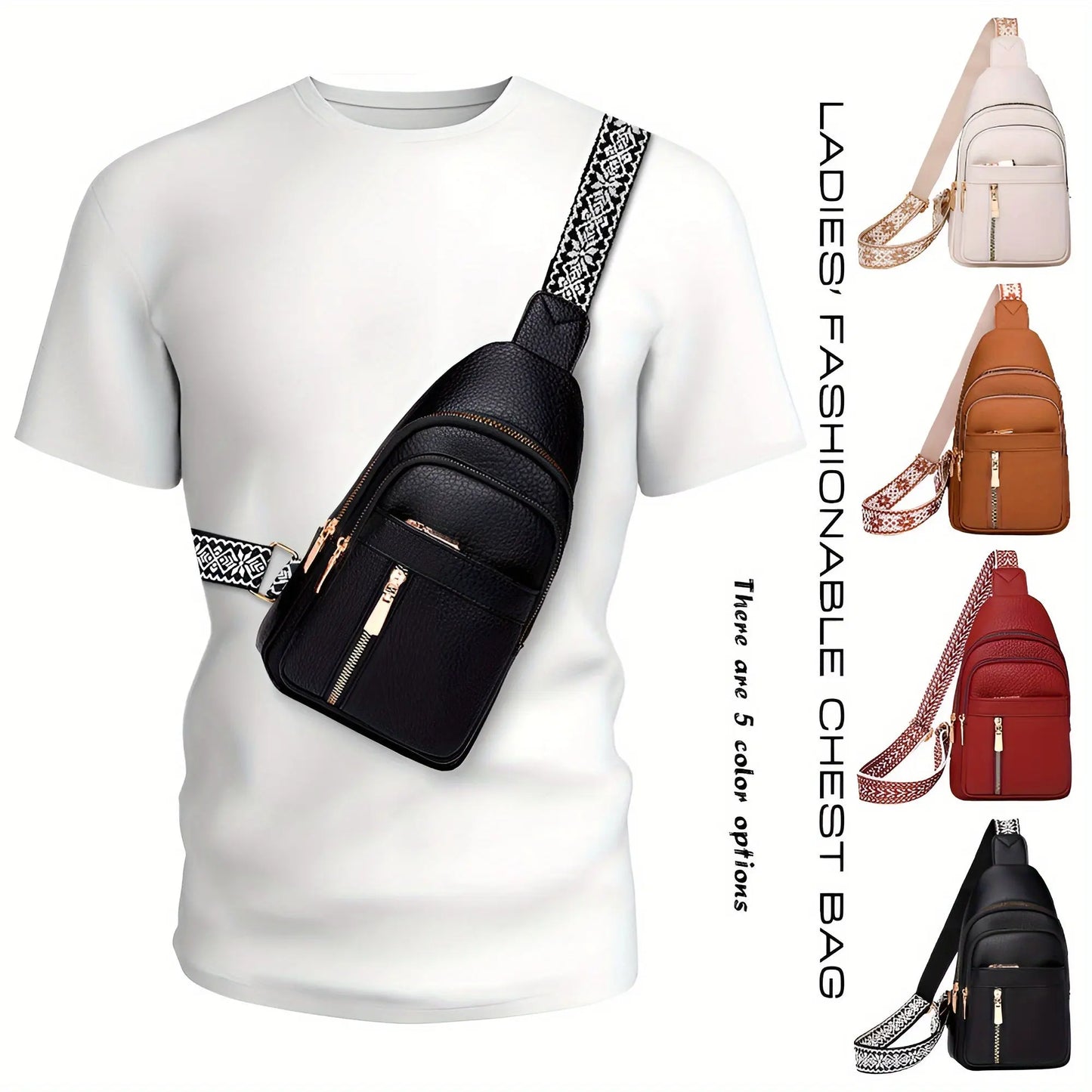 "Large Capacity Crossbody Bag for Women - Adjustable Shoulder Strap, Zipper Closure, Nylon Lining, Multi-Layer Soft Chest Bag for Outdoor Shopping, Travel, and Casual Use Dropshipman