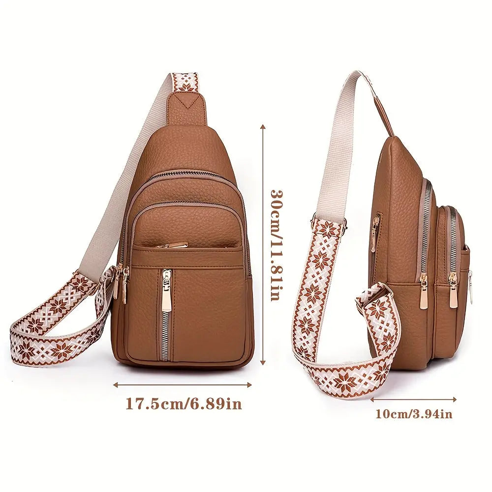 "Large Capacity Crossbody Bag for Women - Adjustable Shoulder Strap, Zipper Closure, Nylon Lining, Multi-Layer Soft Chest Bag for Outdoor Shopping, Travel, and Casual Use Dropshipman