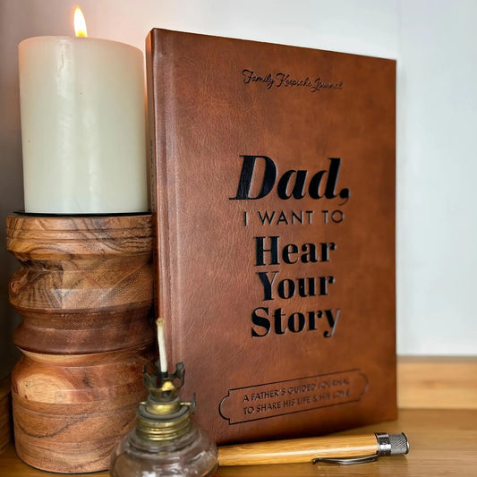 1pc Dad, I Want to Hear Your Story Memory Book - Heartfelt Keepsake for Fathers, English Language, Hardcover, 11.8x7.9 Inches, Leather Cover, Family Keepsake Book | Heartfelt Message| Hardcover Book, Memory Book Dropshipman