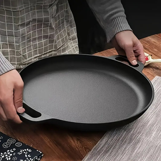 1pc Multi-Function Cast Iron Griddle Skillet - Non-Stick Pan for Pizza, BBQ, Pancakes - Compatible with All Stovetops, Ideal for Home Kitchen and Outdoor Cooking Dropshipman