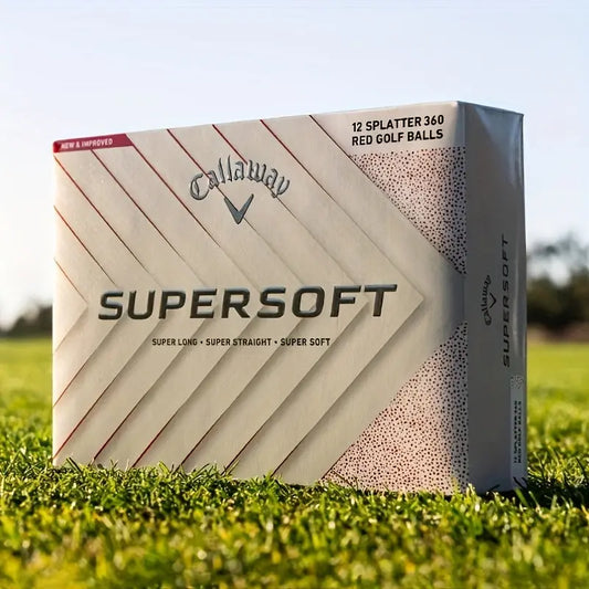 12pcs CALLAWAY Supersoft Splatter 360 Red Golf Balls - Extra Soft, Long-Burning, High-Performance Golfing Essentials with Detailed Defect Analysis, Adult Golfers | Splatter Design | Rubber Golf Balls Dropshipman